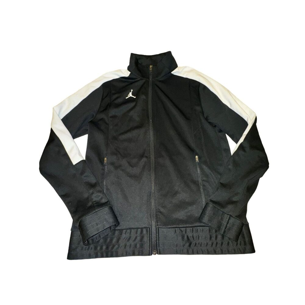 Nike Air Jordan Track Jacket Men's Size M Black White Full Zip Pockets Jumpman